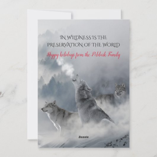 Wilderness Wolven in de sneeuw Kerstmis Feestdagenkaart (Achterkant)