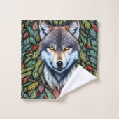 Wilderness Woodland Predator Wolf Bad Handdoek (Wasdoekje)