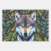 Wilderness Woodland Predator Wolf Inpakpapier Vel (Voorkant 3)