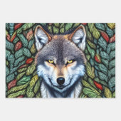 Wilderness Woodland Predator Wolf Inpakpapier Vel (Voorkant 2)