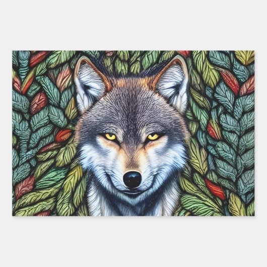 Wilderness Woodland Predator Wolf Inpakpapier Vel (Voorkant)