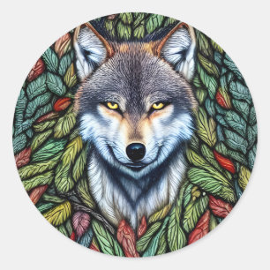 Wilderness Woodland Predator Wolf Ronde Sticker