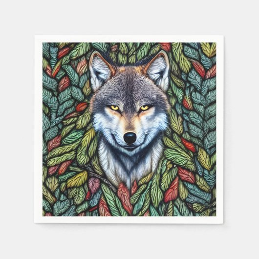 Wilderness Woodland Predator Wolf Servet (Voorkant)