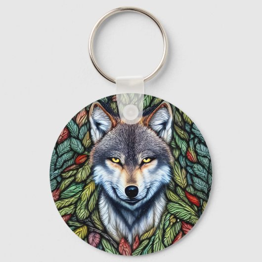 Wilderness Woodland Predator Wolf Sleutelhanger (Voorkant)