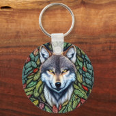 Wilderness Woodland Predator Wolf Sleutelhanger (Voorkant)