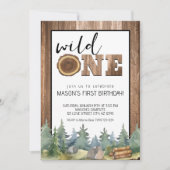 Wilderness Woodland Wild One Boy's 1e Verjaardag Kaart (Voorkant)
