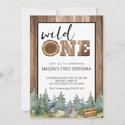 Wilderness Woodland Wild One Boy's 1e Verjaardag Kaart (Voorkant)