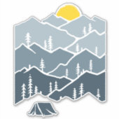 Wildernis Berg Tent Kampeerder Sticker (Voorkant)