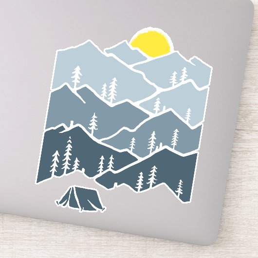 Wildernis Berg Tent Kampeerder Sticker (Detail)