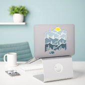 Wildernis Berg Tent Kampeerder Sticker (Laptop op bureau)