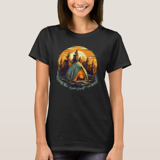 Wildernis en overleving Kamperen met Tent voor Zon T-shirt (Voorkant)