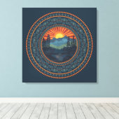  wildernis Sunset Dot Mandala Canvas Afdruk (Insitu (Houten vloer))