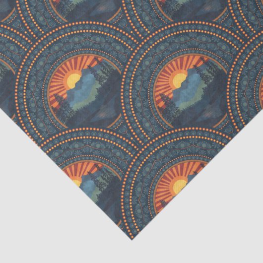 wildernis Sunset Mandala Art Deco Scallop Tissuepapier (Detail)