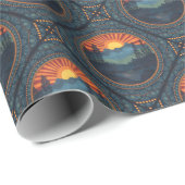 wildernis zonsondergang Mandala geometrische Tege Cadeaupapier (Rol Hoek)