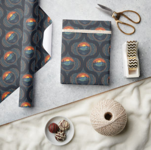 wildernis zonsondergang Mandala Mid Century Ogee Cadeaupapier