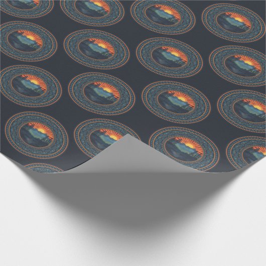  wildernis zonsondergang Polka Dot Mandala Cadeaupapier (Hoek)