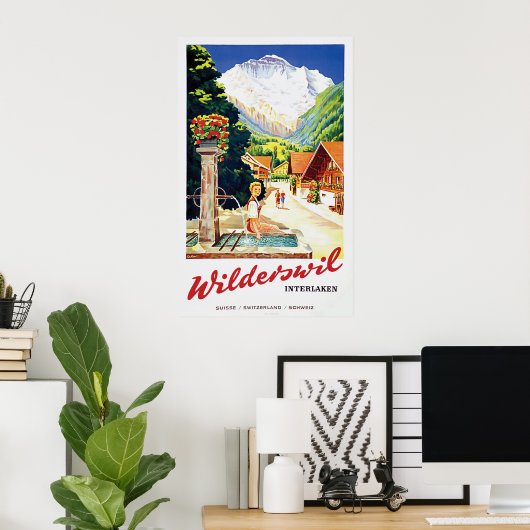 Wilderswil village, Interlaken, Zwitserland Poster (Thuiskantoor)