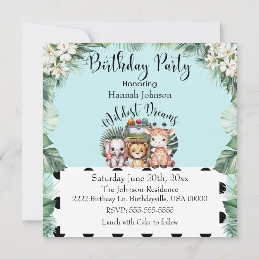 Wildest Dreams Safari Adventure Verjaardagsfeest Kaart (Voorkant)