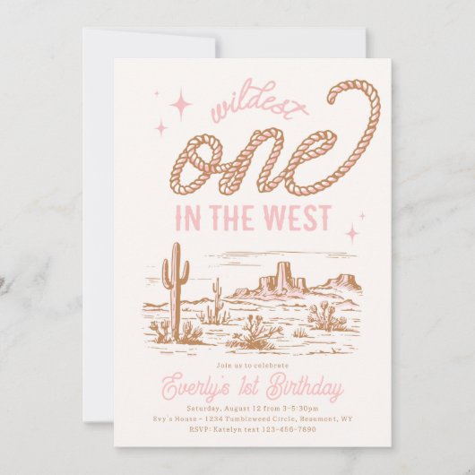 Wildest One in the West First Birthday Invitation Kaart (Voorkant)