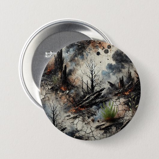 Wildfire Aftermath Abstracte Kunst Button (Voorkant /achterkant)