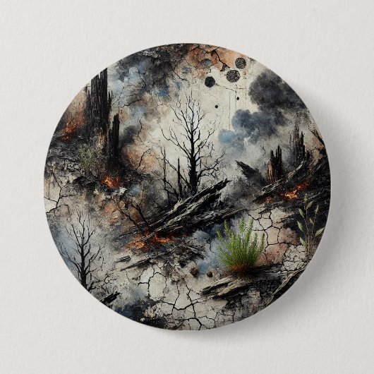 Wildfire Aftermath Abstracte Kunst Button (Voorkant)