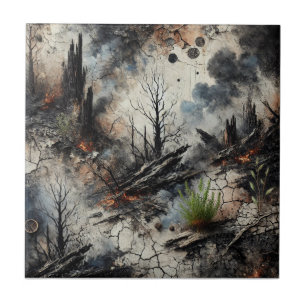 Wildfire Aftermath Artistic Ceramic Tegel Tegeltje