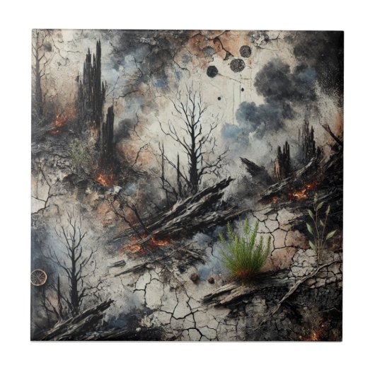 Wildfire Aftermath Artistic Ceramic Tegel Tegeltje (Voorkant)