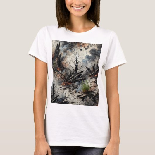 Wildfire Aftermath Artistiek Vrouwen T-shirt (Voorkant)