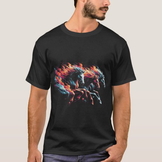 Wildfire Run, galopperende paarden, paarden T-shirt (Voorkant)