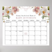 Wildfloral Baby shower Guess Due Date Kalender POS Poster (Voorkant)