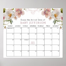 Wildfloral Baby shower Guess Due Date Kalender POS