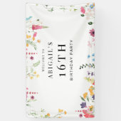 Wildflower 16e verjaardag Party Welkom Spandoek (Verticaal)