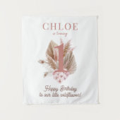 Wildflower 1e verjaardag banner wandtapijt wandkleed (Voorkant)