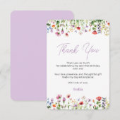 Wildflower 1e verjaardag bedankkaart (Voorkant / Achterkant)