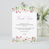 Wildflower 1e verjaardag bedankkaart (Staand voorkant)