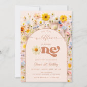 Wildflower 1e verjaardag Modern Kaart (Voorkant)