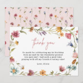 Wildflower 1e Verjaardag Printable Dank u Kaarten (Voorkant / Achterkant)