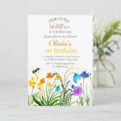 Wildflower 1e Verjaardag Rood Blauw Bloemen Kaart (Staand voorkant)