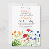 Wildflower 1e Verjaardag Rood Blauw Bloemen Kaart (Voorkant)