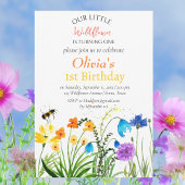 Wildflower 1e Verjaardag Rood Blauw Bloemen Kaart