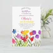 Wildflower 1e Verjaardag Rood Blauw Bloemen Kaart (Staand voorkant)