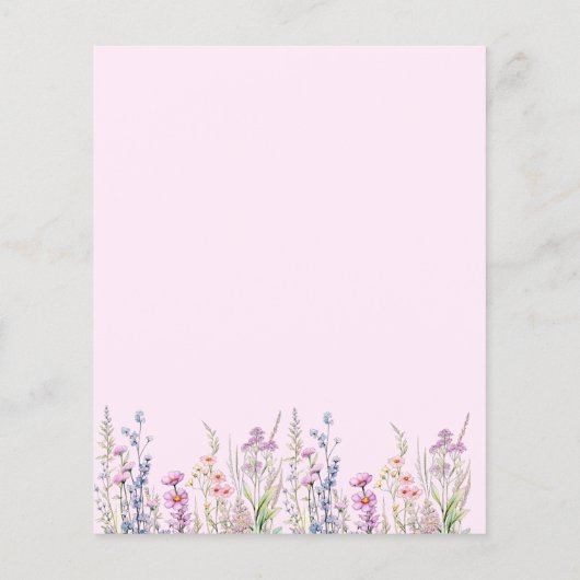 Wildflower 1e verjaardag roze meisje uitnodiging (Achterkant)