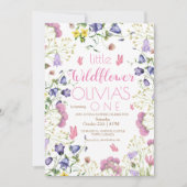 Wildflower 1e verjaardag script roze  kaart (Voorkant)