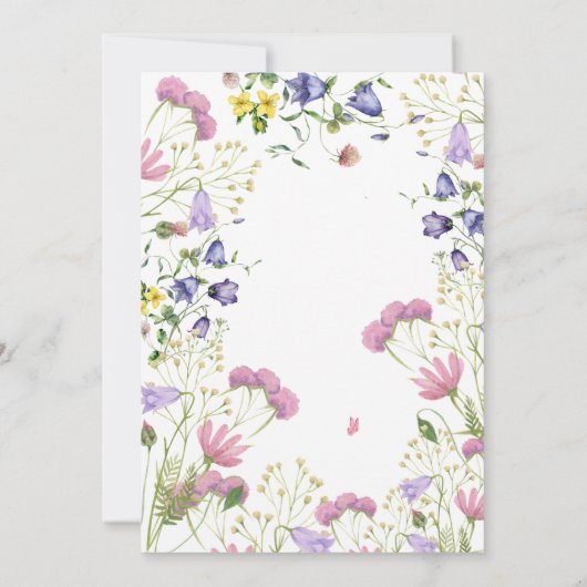 Wildflower 1e verjaardag script roze  kaart (Achterkant)