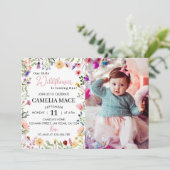 Wildflower 1e verjaardag uitnodiging (Staand voorkant)