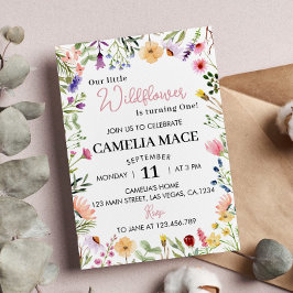 Wildflower 1e verjaardag uitnodiging