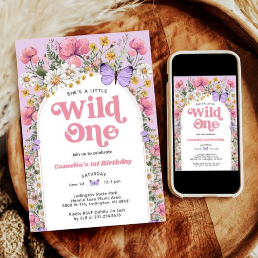 Wildflower 1e verjaardag uitnodiging