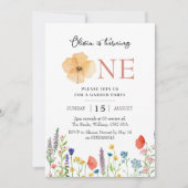 Wildflower 1e verjaardagsuitnodiging, botanische 1 kaart (Voorkant)