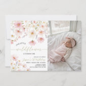 Wildflower 1st Birthday Photo Invitation Kaart (Voorkant)