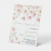 Wildflower 1st Birthday Time Capsule Sign Reclamebord Met Voetstuk (Voorkant)